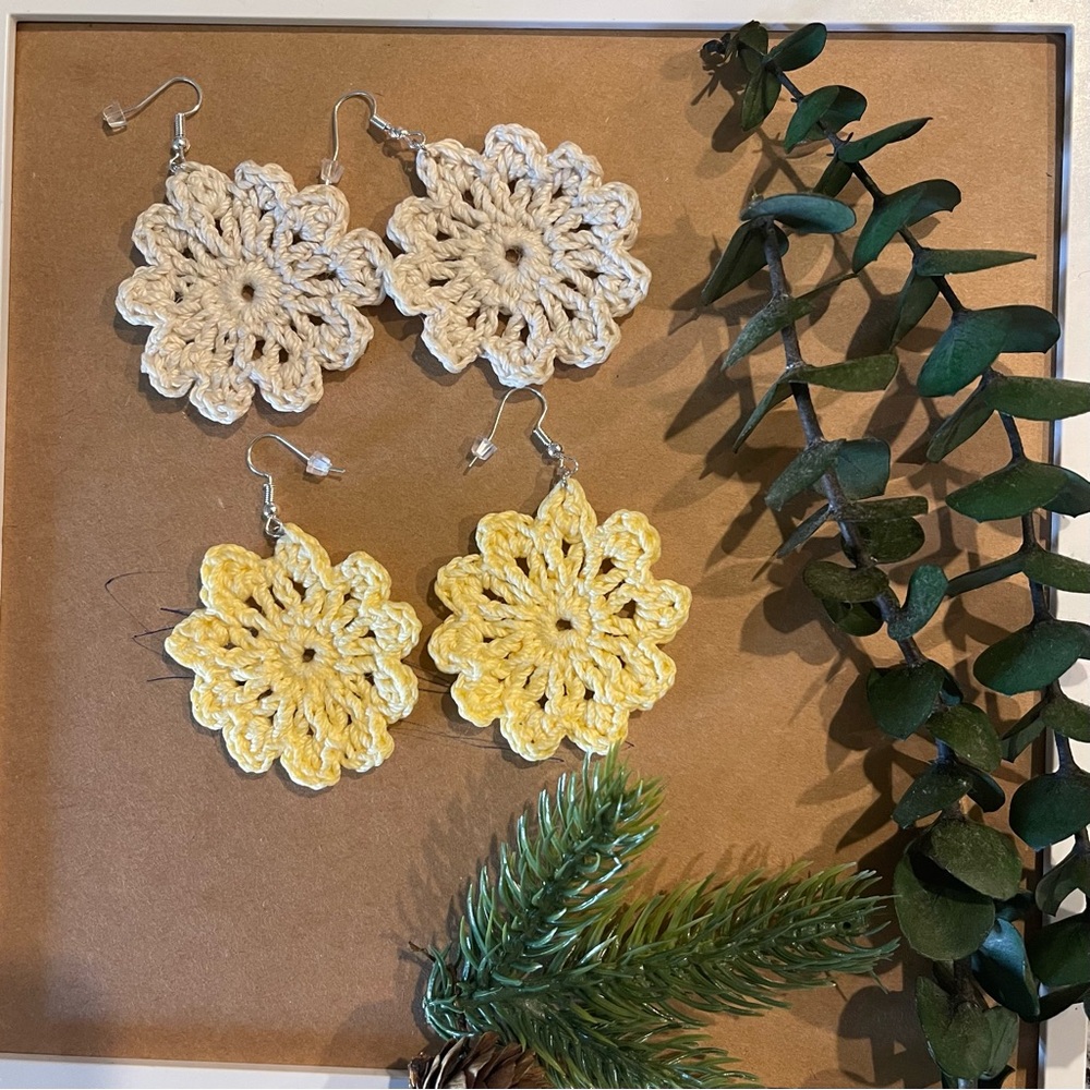 Handmade Crochet Flower Earrings